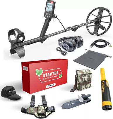 NOKTA Simplex Ultra Metal Detector with Bluetooth Headphones, Accupoint Pinpointer, and Starter Accessory Package (11000629+11000116+17000304)