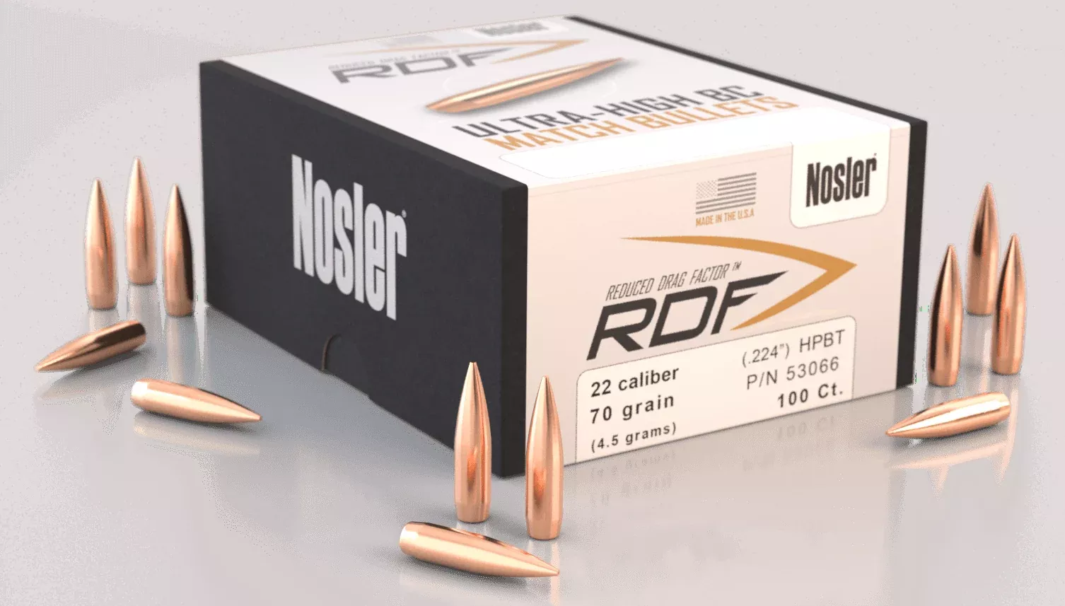 Nosler Bullets 22 Cal .224 – 70gr Rdf Hpbt 100ct