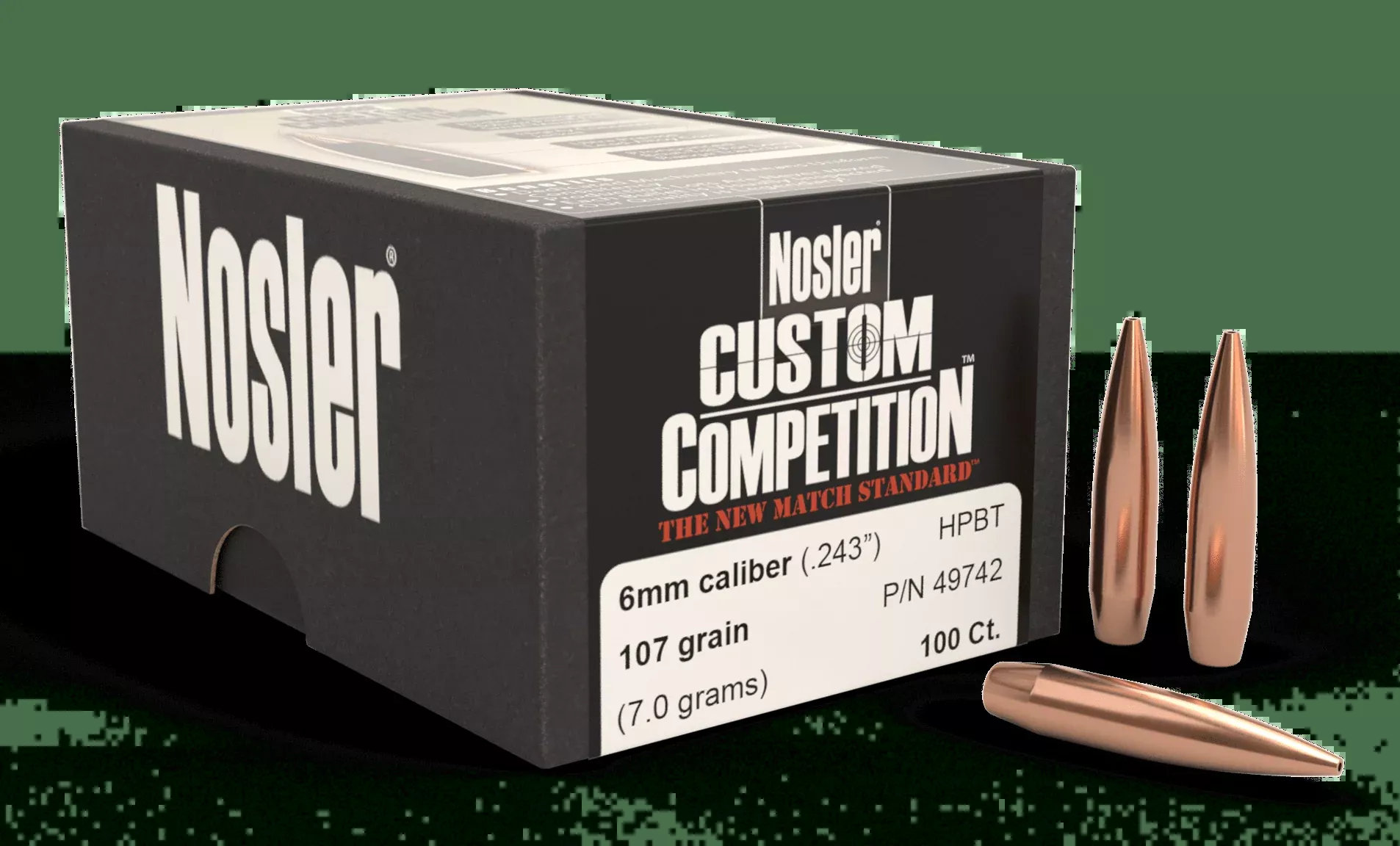 Nosler Custom Competition, Nos 49742 Cust Comp6mm 107Hpbt100