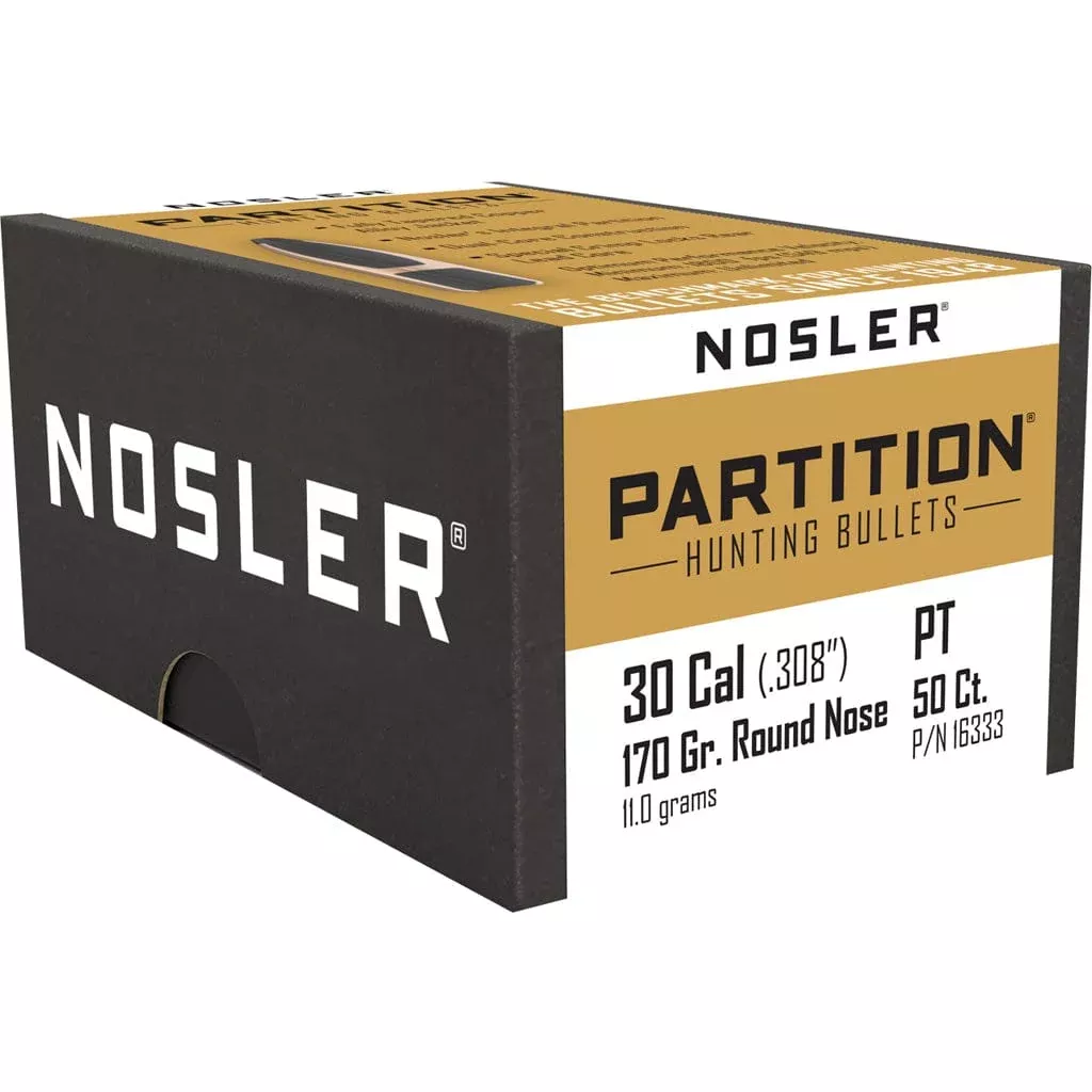 Nosler Partition Bullets .30 Cal. 170 Gr. Round Nose 50 Pk.