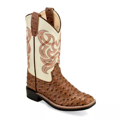 OLD WEST Childrens All Over Leatherette Broad Square Toe Boots (VB91)