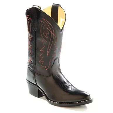 OLD WEST Kid’s (Big Kid) J Toe Black Western Boot (8110)