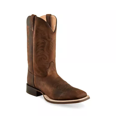 OLD WEST Men's Broad Square Toe Brown Cowboy Boots (BSM1824)