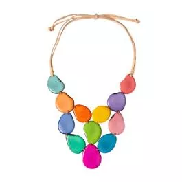 Organic Tagua Jewelry Waterfall Necklace – Multi