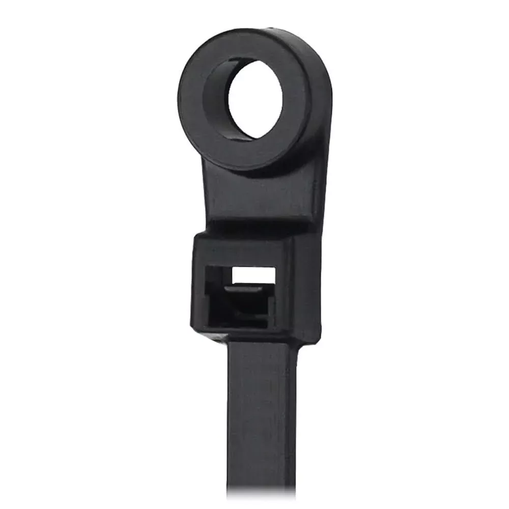 Pacer 15″ Cable Tie w/Mounting Ring – Black – 50lb Tensile Strength – 4″ Bundle Diameter – 100 Piece Bag