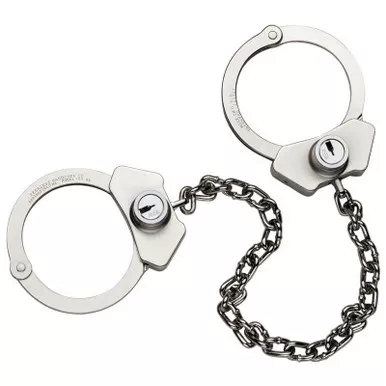 Peerless Model 705CHS High Security Oversize Leg Iron Handcuffs & Keys, Nickel