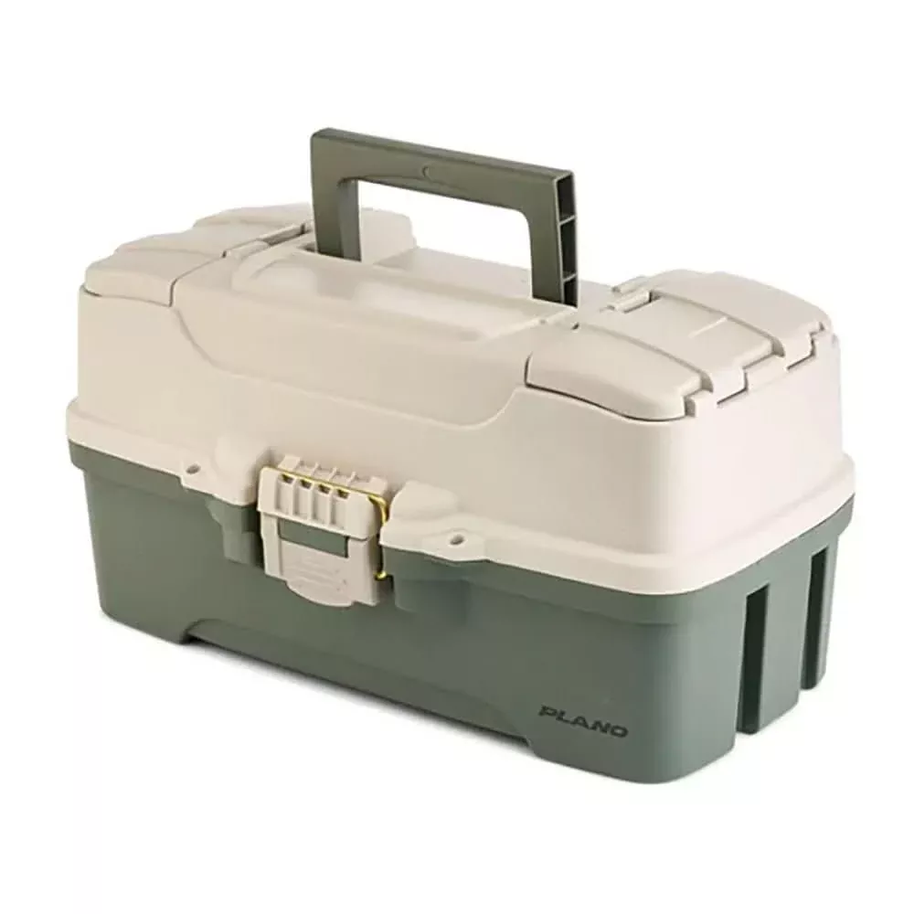 Plano Three-Tray Tackle Box – Green and Tan with Adjustable Compartments – P000407