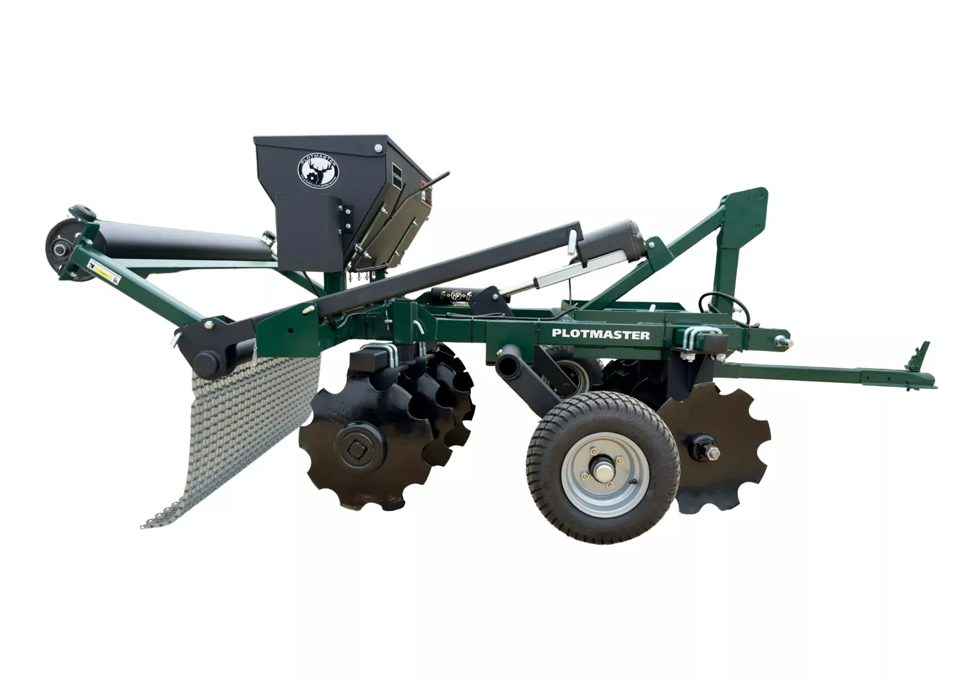PLOTMASTER 5′ Hunter 500 | with Versa Seeder | Plow, Disc, Seed, Cultipack, Drag | Single Pass Food Plot Planter | For ATV/UTVs & Compact Tractors