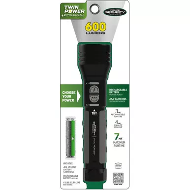 Police Security Flashlights 97948 Twin Power Flashlight, 600 Lumens, Black