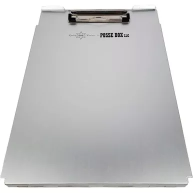 Posse Box SSA-45 Aluminum Top-Opening Flip-Cover Two-Compartment Deep Storage Style A Clipboard - 12" x 8.75" x 1"