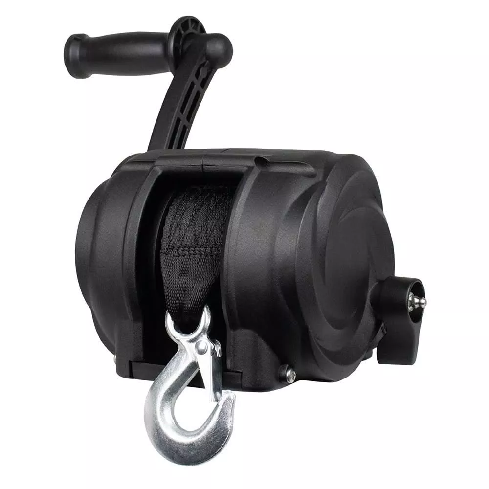 Powerwinch Premier Series 2000lb Trailer Winch with 8-Inch Crank Arm – Carbon Black – 21300-W-2000-8-B-R