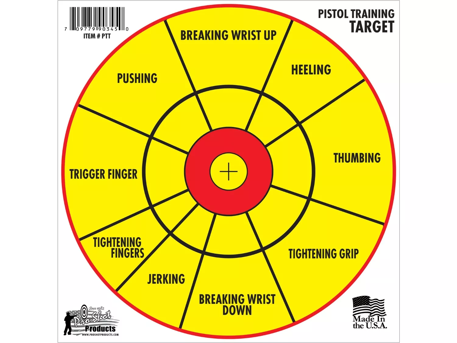 Pro-Shot Pistol Training 12" Diagnostic Bullseye Hanging Paper, 6