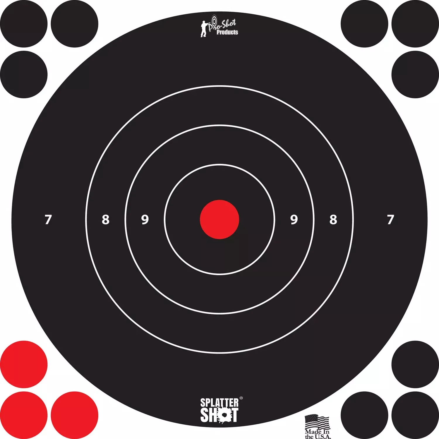 Pro-Shot SplatterShot Self-Adhesive Paper Black/White 8" Bullseye Includes Pasters 6 Per Pack