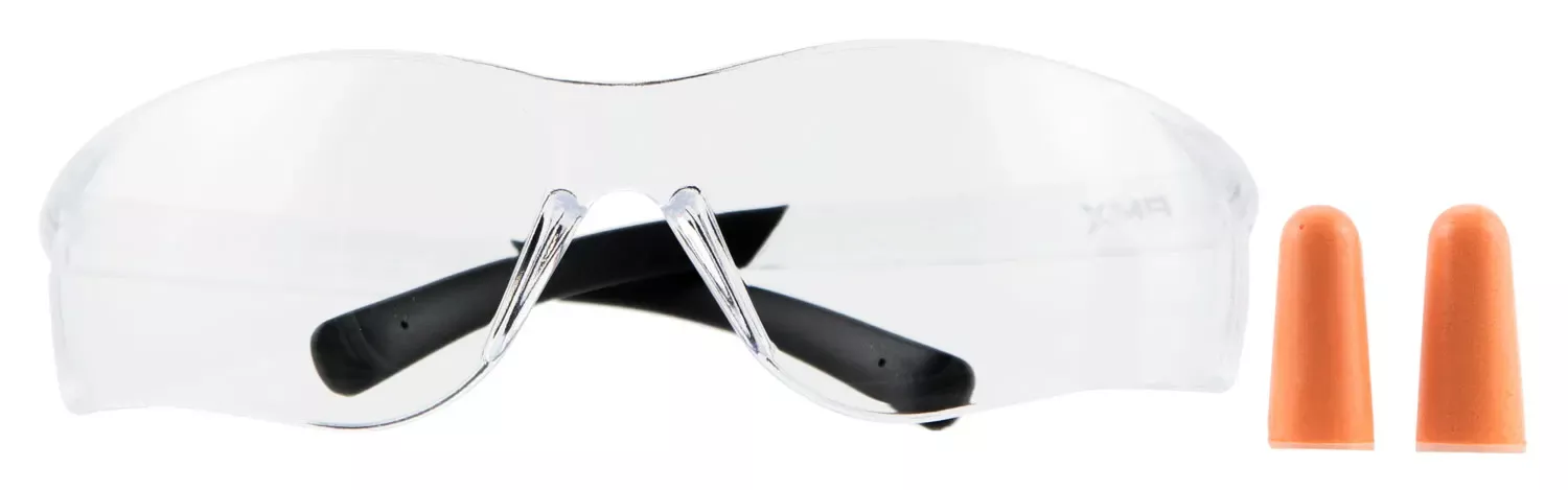 Pyramex Zteck Combo 99% UV Rated, Scratch-Resistant Polycarbonate Clear Lens & 32 dB Orange Foam Plugs