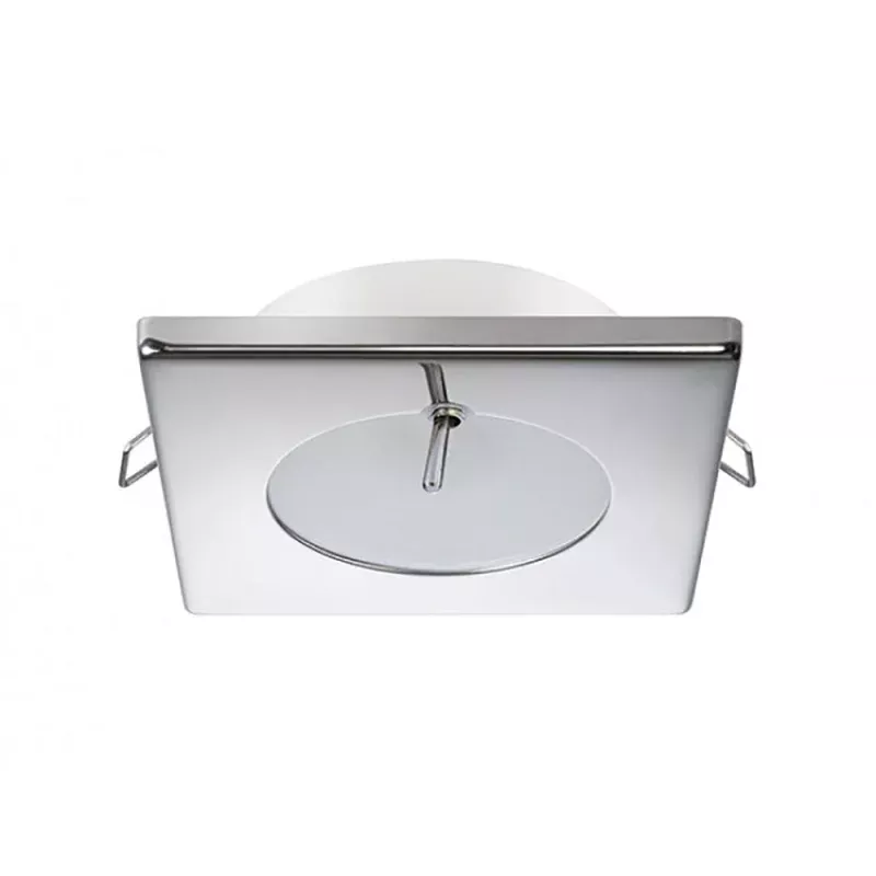 Quick Bryan CS Downlight LED -2W, IP40, Spring Mounted w/Switch – Square Stainless Bezel, Round Warm White Light – FAMP3472X02CA00