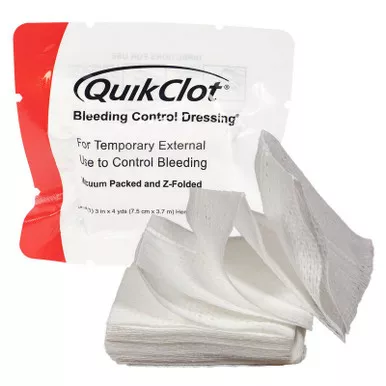 QuikClot 30-0161 QuikClot Bleeding Control Z-Fold Dressing - 3" x 4 yd