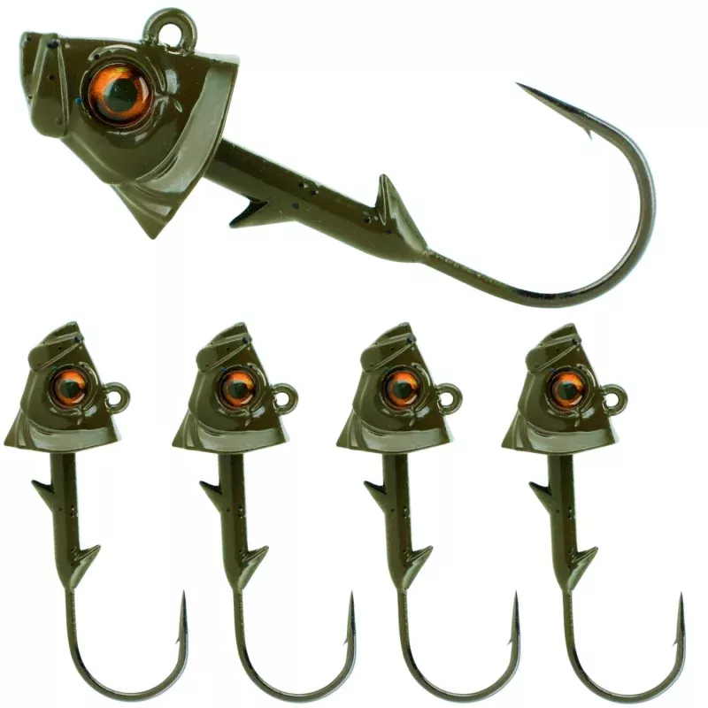Reaction Tackle Lead Fish Head Jigs – 5-PACK
