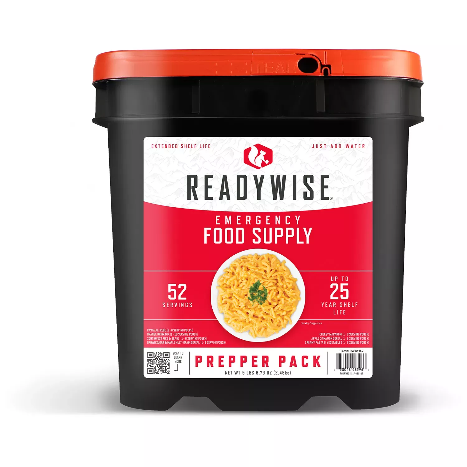 ReadyWise Emergency Supplies Freeze Dried Prepper Pack 52 Servings Per Bucket RW01-152