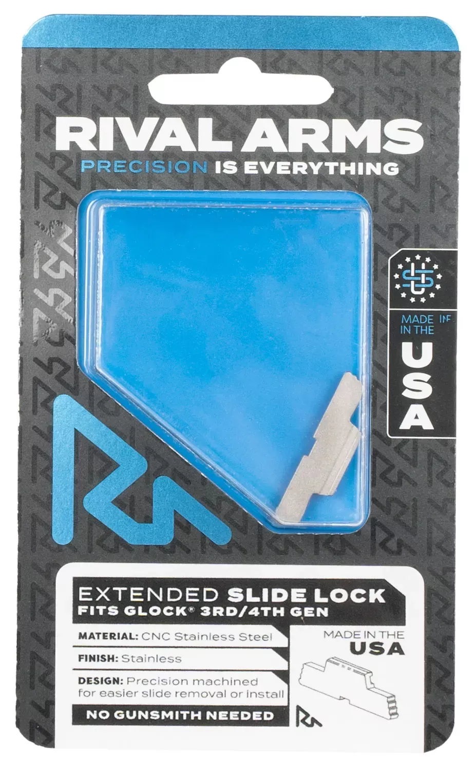 Rival Arms Slide LockExtended Stainless Steel for Glock Gen3-4