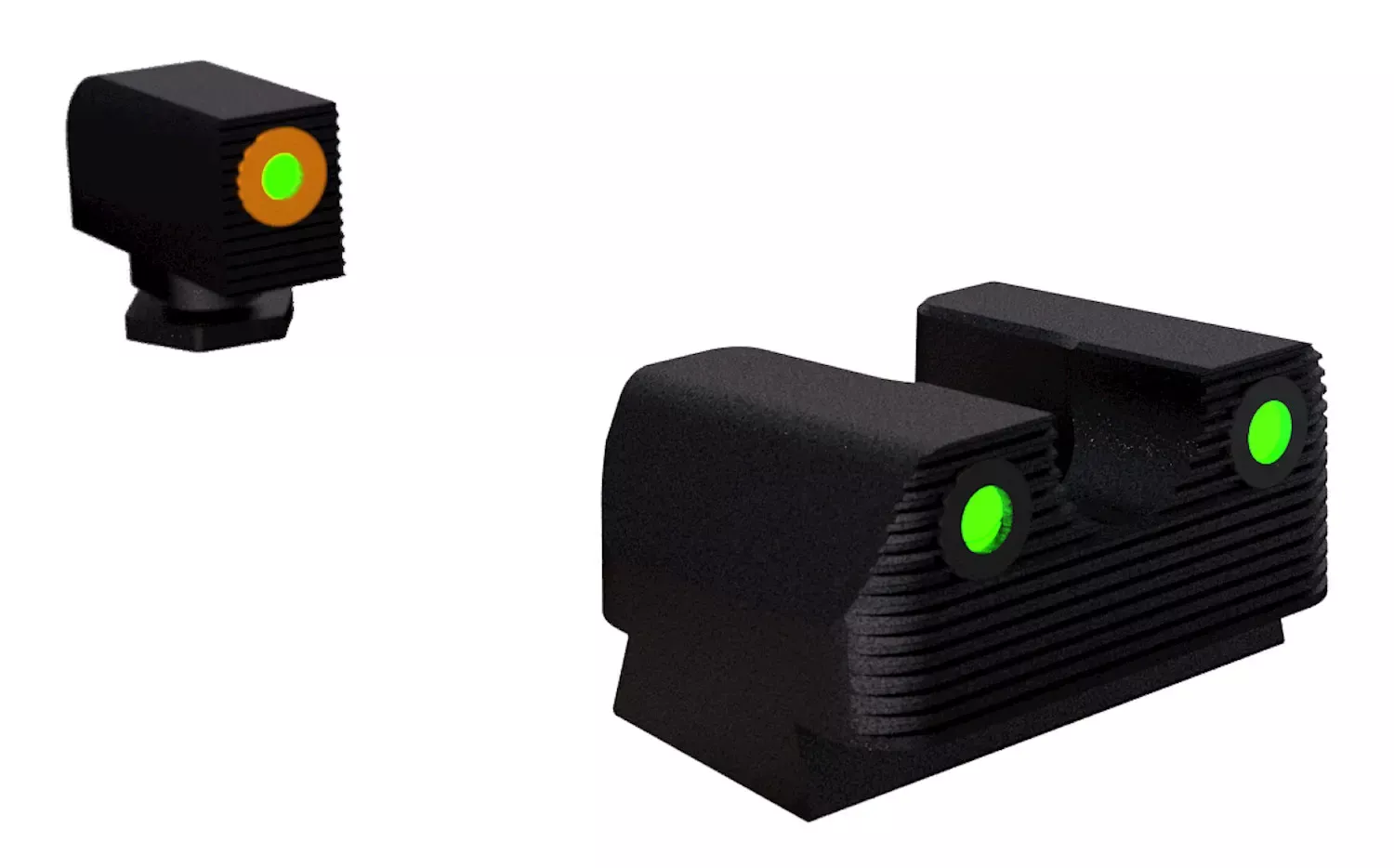 Rival Arms Tritium Night SightsSquare Green Front, U-Notch Green Black Frame for Glock 17, 19