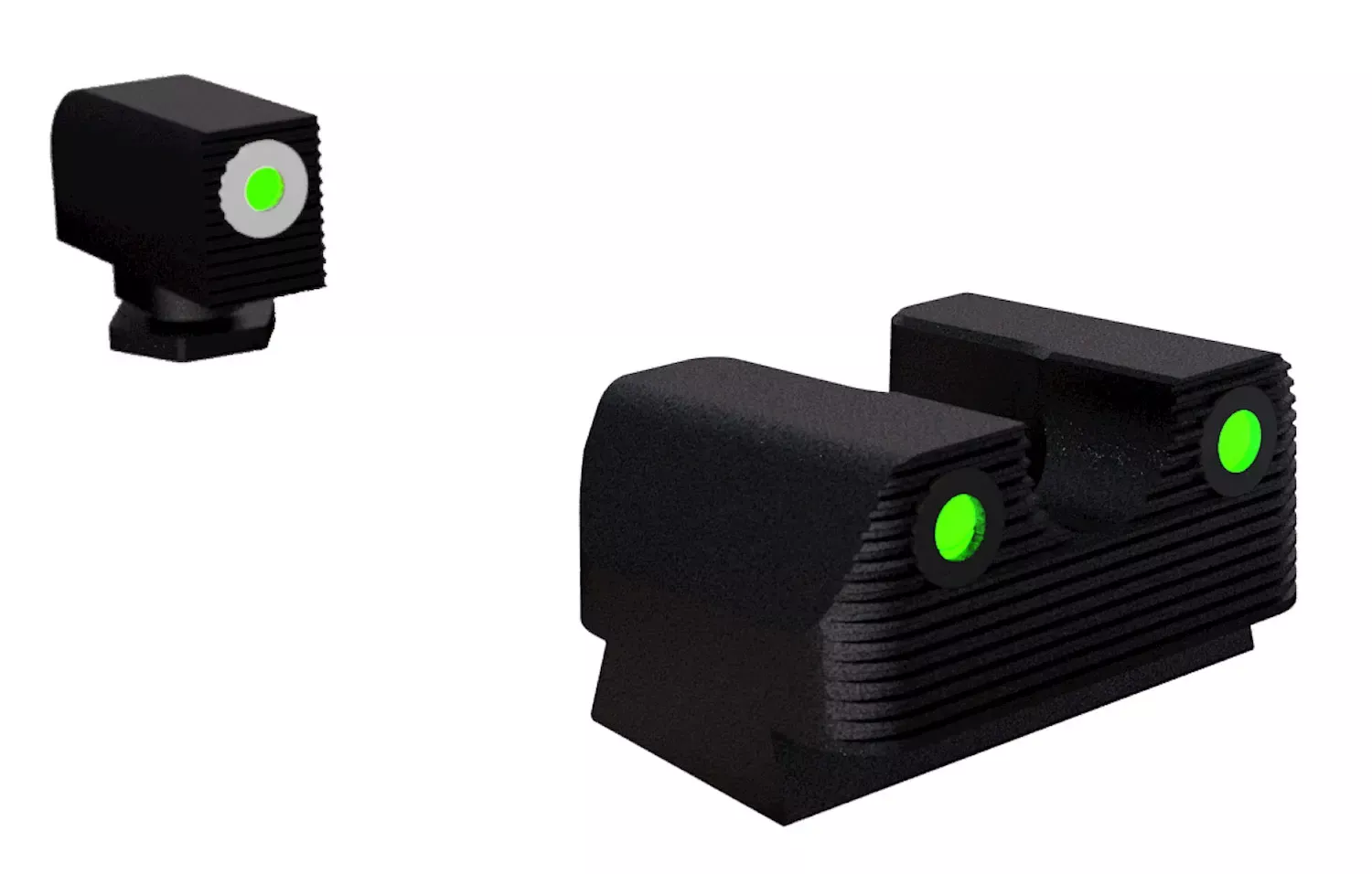 Rival Arms Tritium Night SightsSquare Green with White Outline Front, U-Notch Green Rear Black Frame for Glock 42, 43