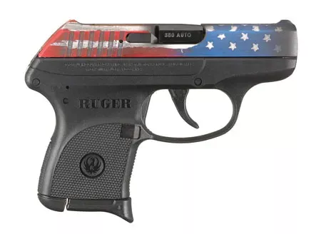 Ruger LCP. 380ACP 2.75" 6+1 Black Polymer Frame American Flag Cerakote Slide Fixed Sights 13710
