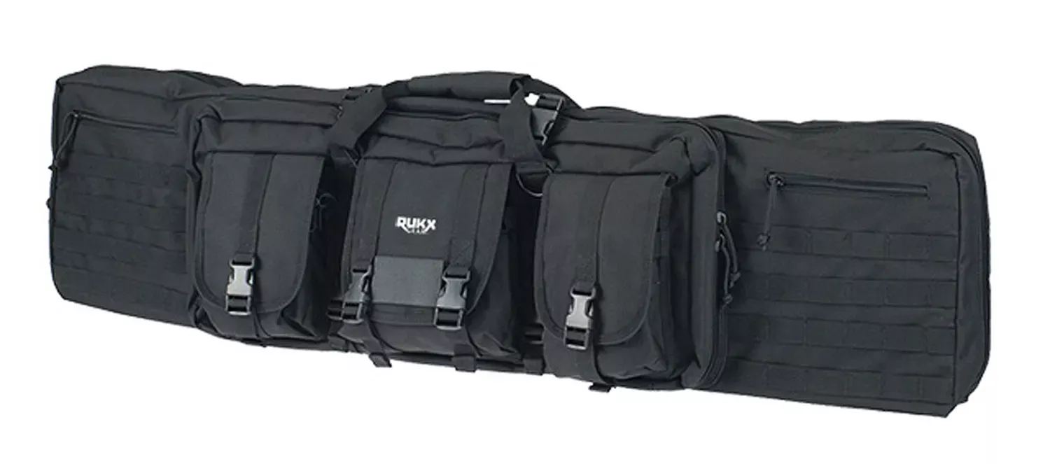 Rukx Gear Tactical Double Gun 36 Water Resistant Black 600D Polyester with Non-Rust Zippers Holds up to 2 Rifles”