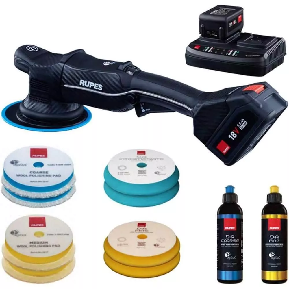 RUPES BigFoot HLR21 iBrid Cordless & Corded Random Orbital Polisher Basic Kit – HLR21/CB2/BAS