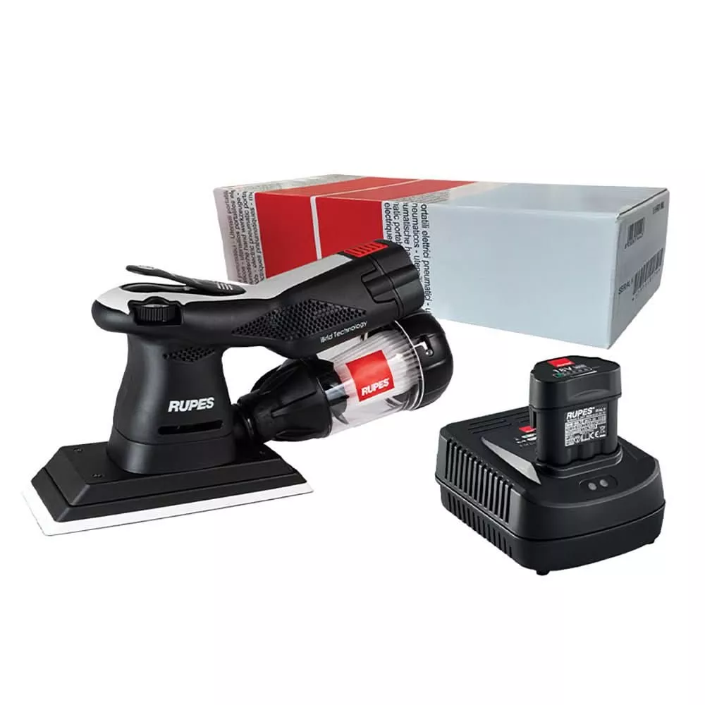 RUPES iBrid Orbital Mini Sander STB Kit – Versatile Cordless and Power Adapter Operation – HSE73L/STB