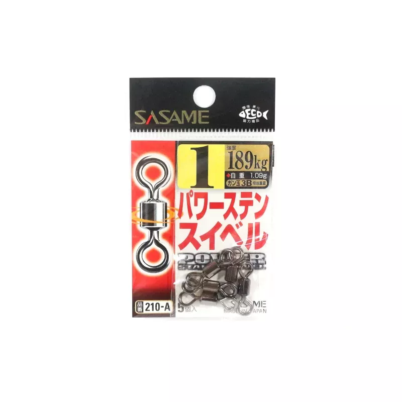 Sasame 210-A Power Stain Swivel Smooth Spin Black Size 1 (0891)