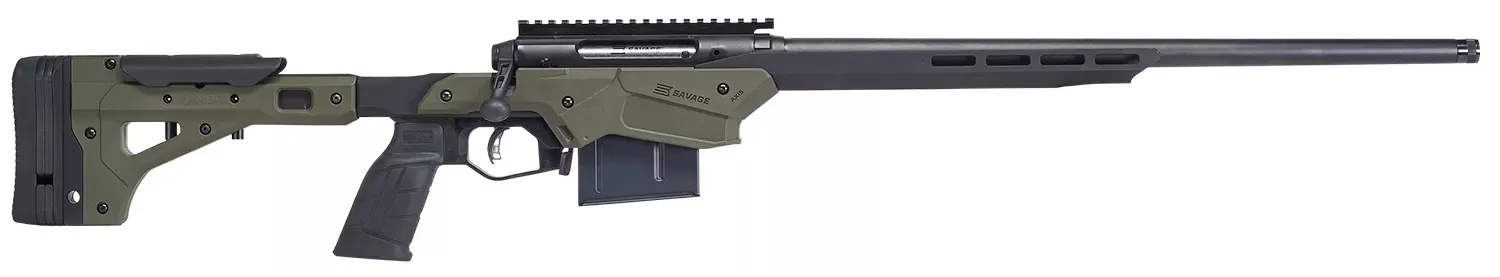 Savage Arms Axis II Precision Rifle .243Win 10+1 22″ Threaded Barrel Adjustable Aluminum Chassis AccuTrigger Blk/Grn 57550