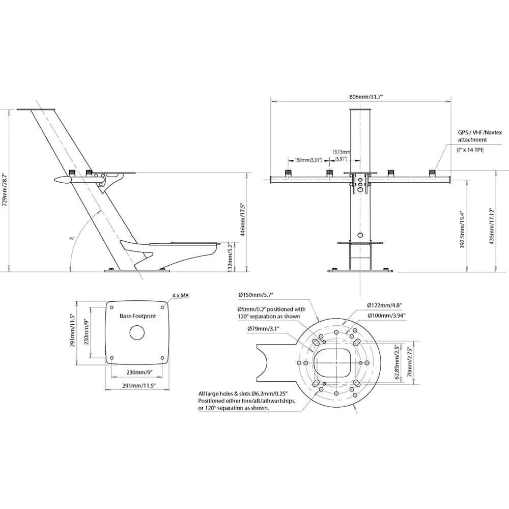 Scanstrut Tapered Radar Mast - PTM-R1-1