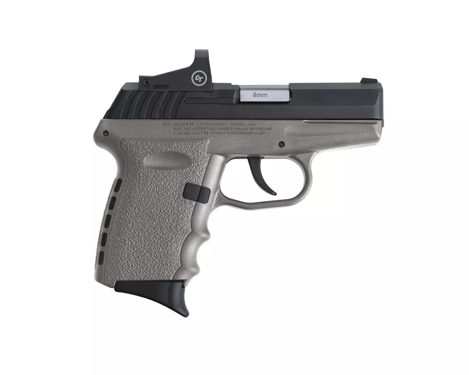 SCCY CPX-2 RD, 9mm, 3.10" Barrel, 10+1 Capacity, Crimson Trace Red Dot, Gray Frame, Black Slide, No Thumb Safety