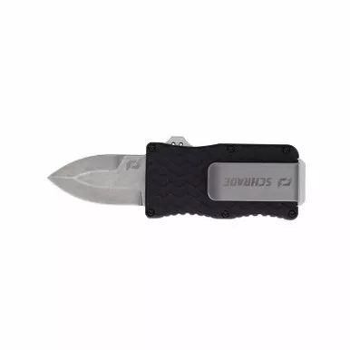 Schrade 1135969 Uproar Mini Double Action OTF Out-the-Front Automatic Knife 1.90" D2 Single Edge Dagger Blade, Aluminum Handle