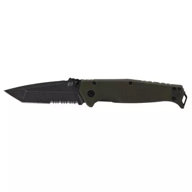 Schrade 1159324 Melee Frame Lock Assisted Opening Folding Knife 3.5" D2 Steel Tanto Blade, Green G10/Stainless Handle