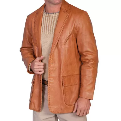 SCULLY Men's Lambskin Whip Stitch Ranch Tan Blazer (719-171)