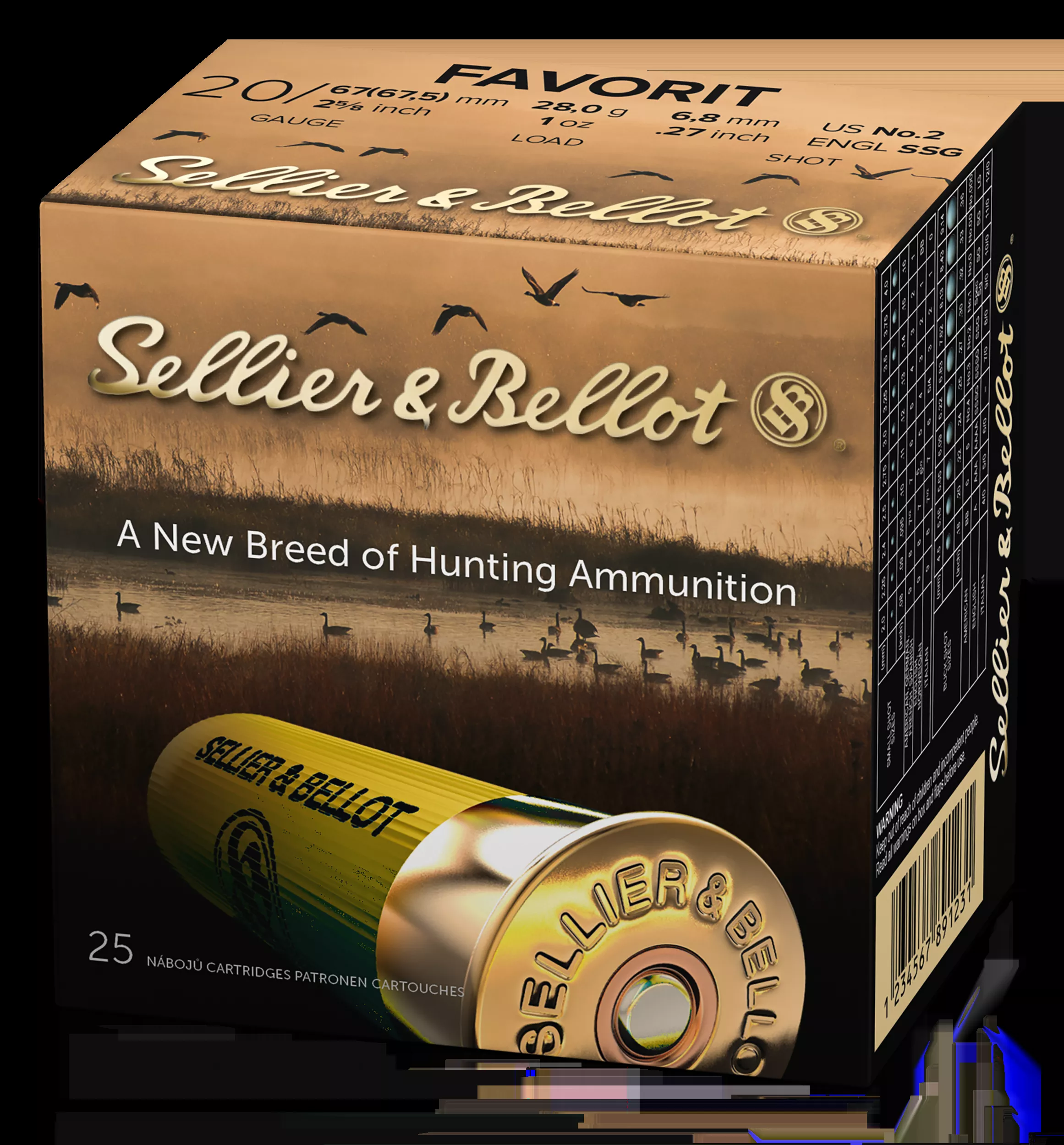 Sellier & Bellot 20ga 2.75"2 Bk 25rd Bx/ 10 Cs