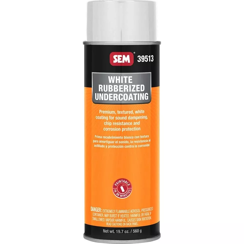SEM Rubberized Undercoating 24oz Aerosol Can – White for Rust and Sound Dampening – 39513