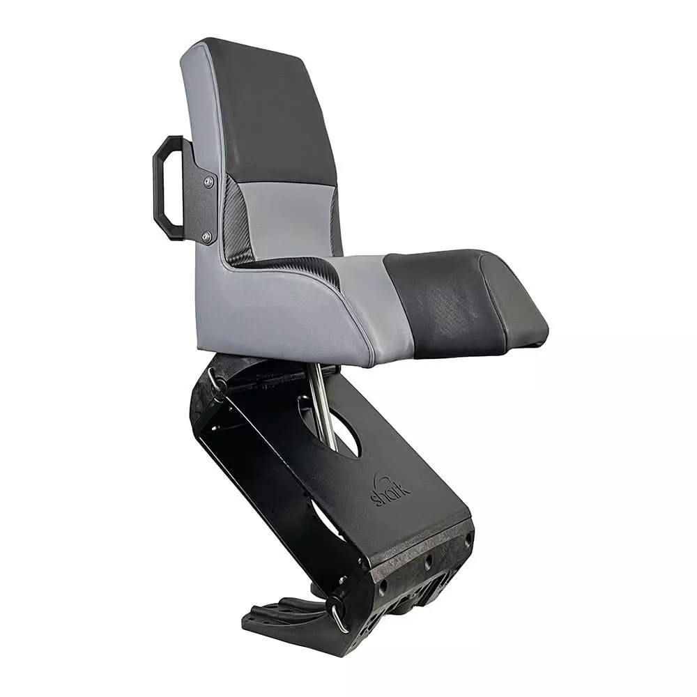 Shark Seating EPIC Seat with Flex Suspension – Grey Vinyl, Regular Handle – FEAX1000G