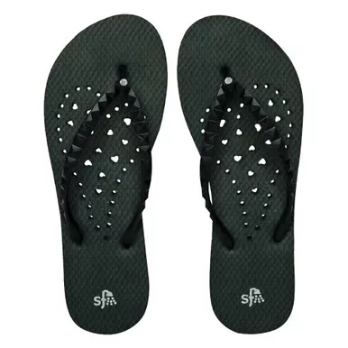 SHOWAFLOPS Womens Elongated Heart Flip-Flops