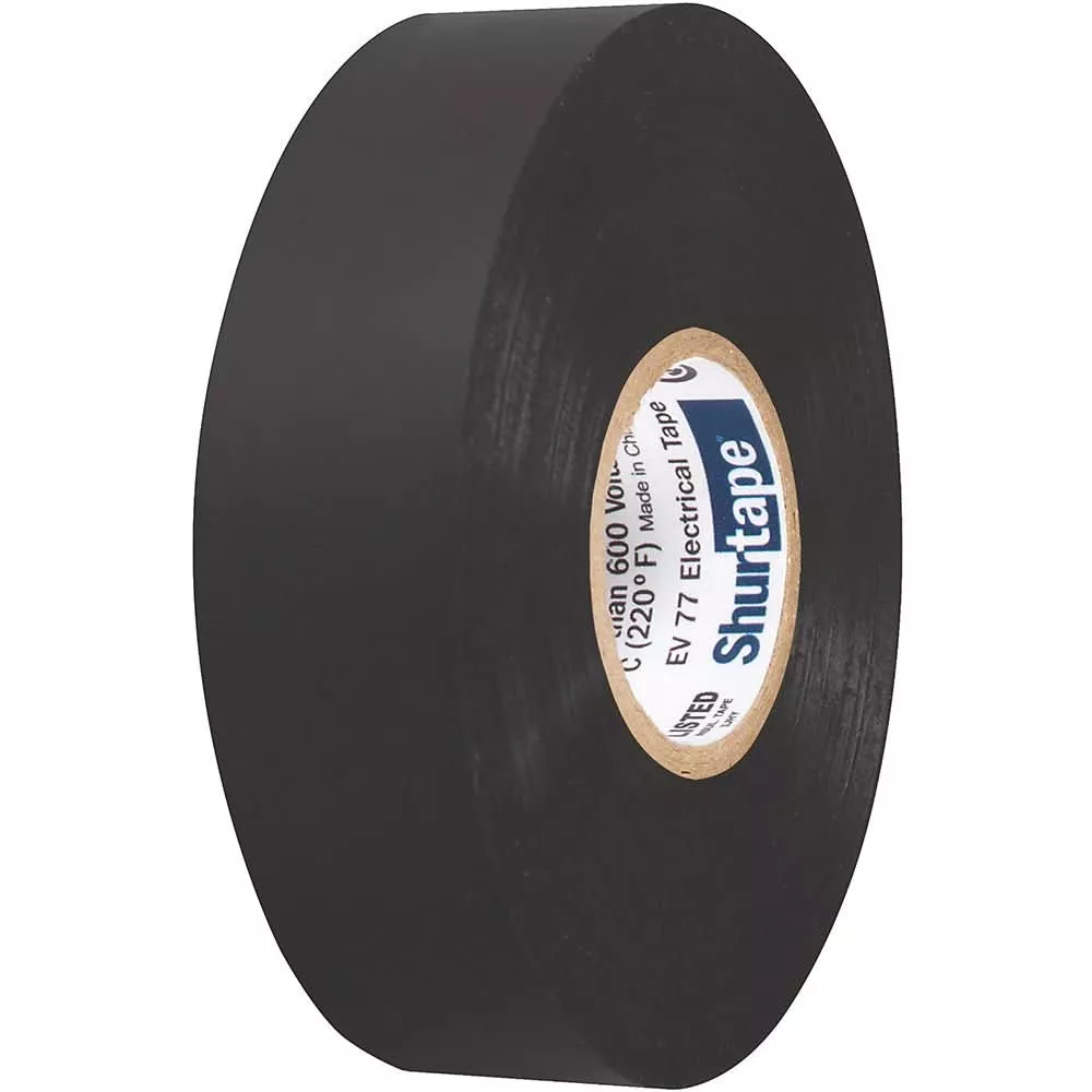 Shurtape EV 077B Professional Grade Black Electrical Tape f/Insulating & Splicing - 3/4" x 66' - 10-Pack - 104706