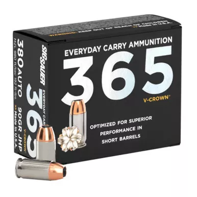 Sig Sauer 380 AUTO 90GR 365 Elite V-Crown JHP 20 Rounds