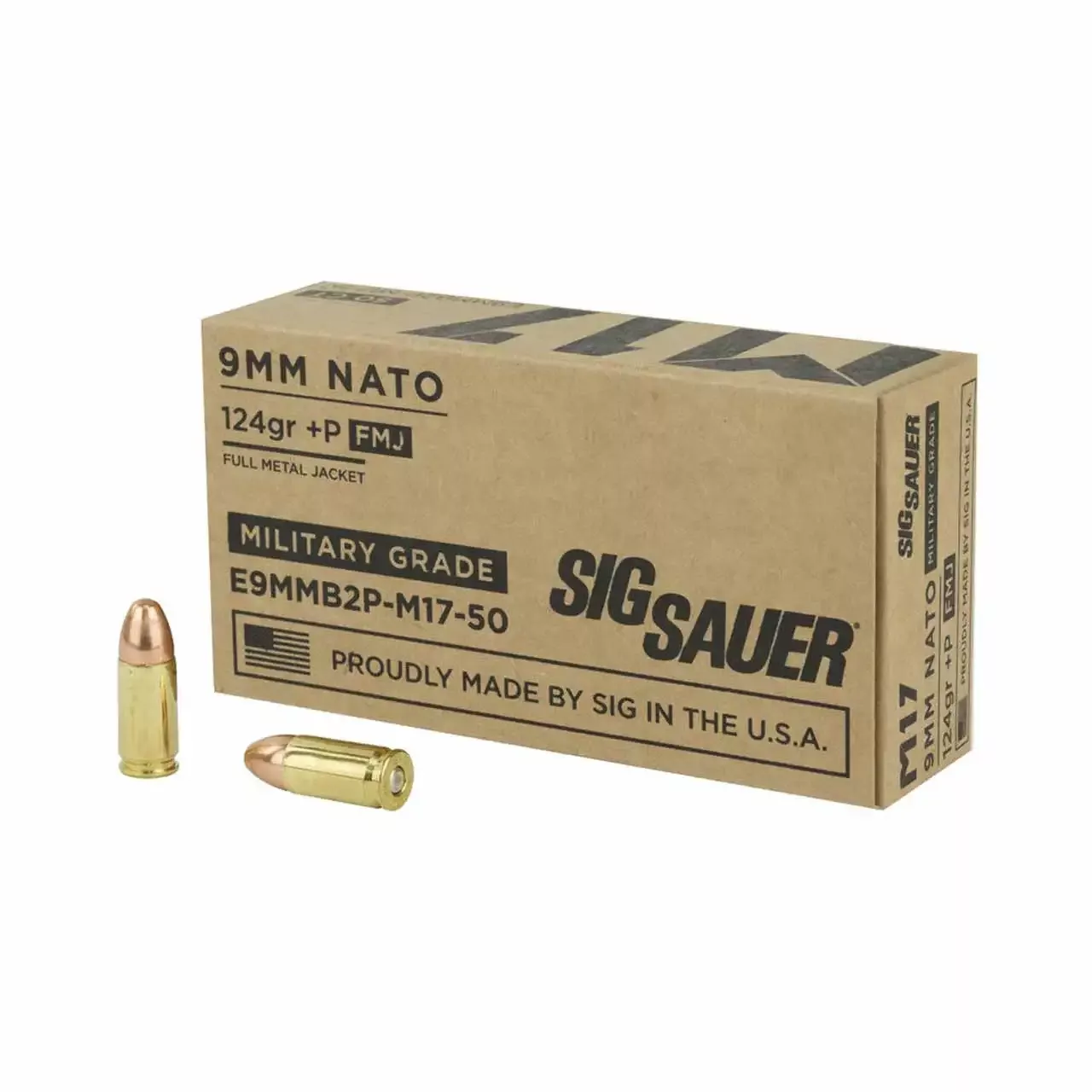 Sig Sauer 9mm +P 124gr FMJ Elite Ball 50rd