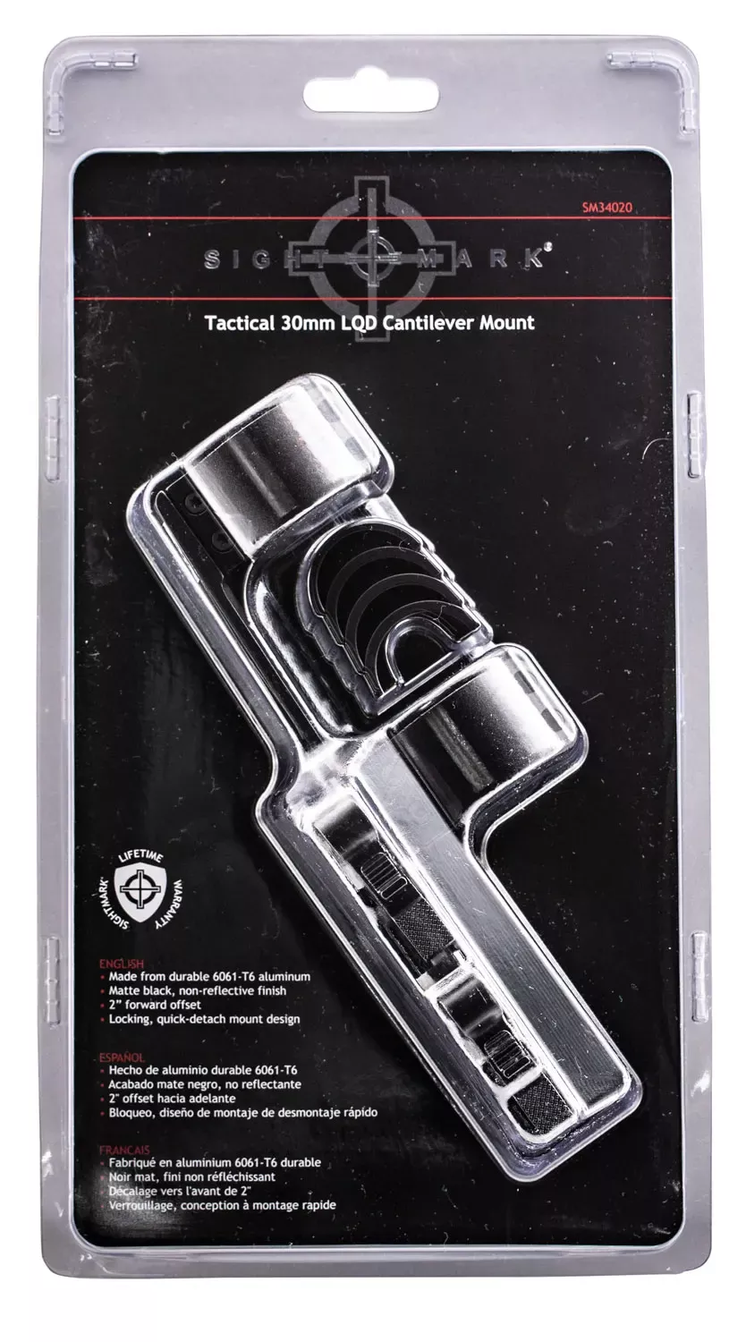 Sightmark Tactical LQD Cantilever Mount 1-Pc Base & 30mm Ring Combo Black Matte Finish