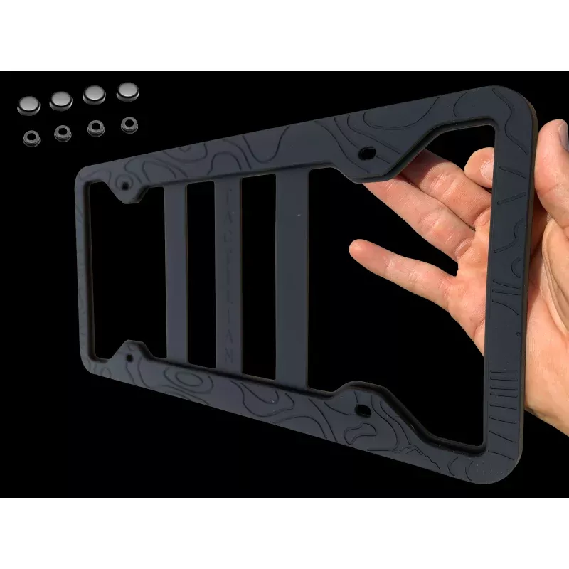 SILICONE TOPOGRAPHY LICENSE PLATE FRAME – ANTI-RATTLE, ANTI-SCRATCH