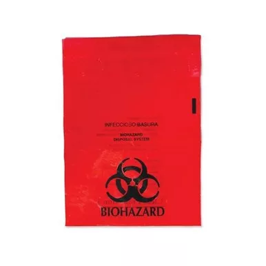 Sirchie BIO910C Biohazard Adhesive Back Bags, 9" x 10", 100 Pack