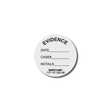 Sirchie CEL100 Circular Evidence Labels, 1.375" Diameter, 100 per roll