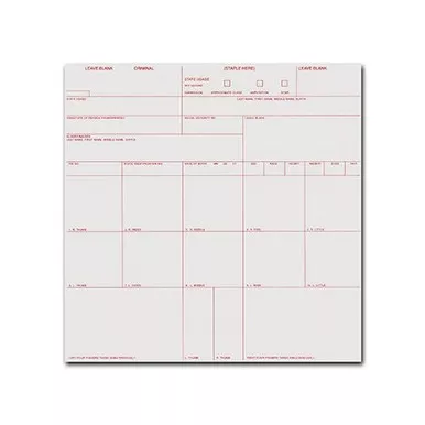 Sirchie Criminal Record Cards, Standard, 8" x 8"