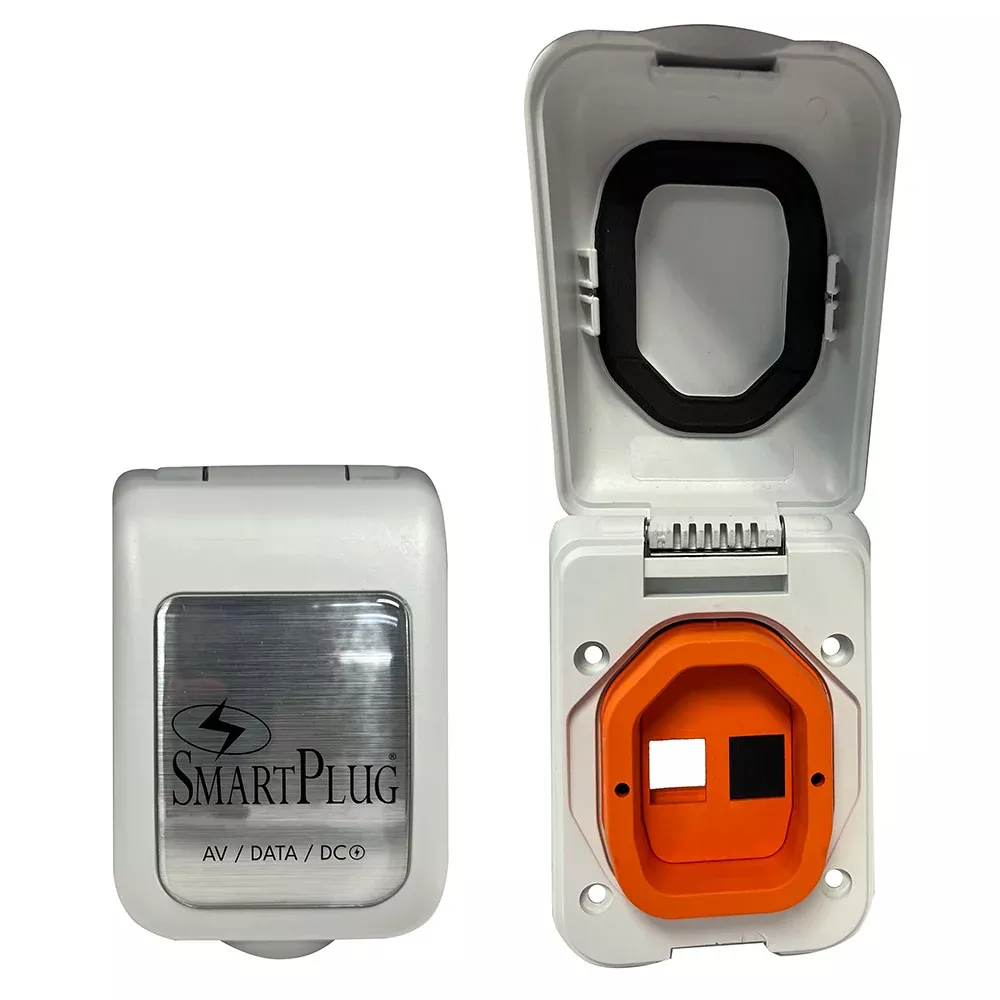 SmartPlug Data Port Case/Inlet Only – White Cover w/One Blank PlugOne Open Port [BDBPW]