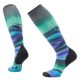 Smartwool Women's Ski Compression Print Over The Calf Socks - Black - L